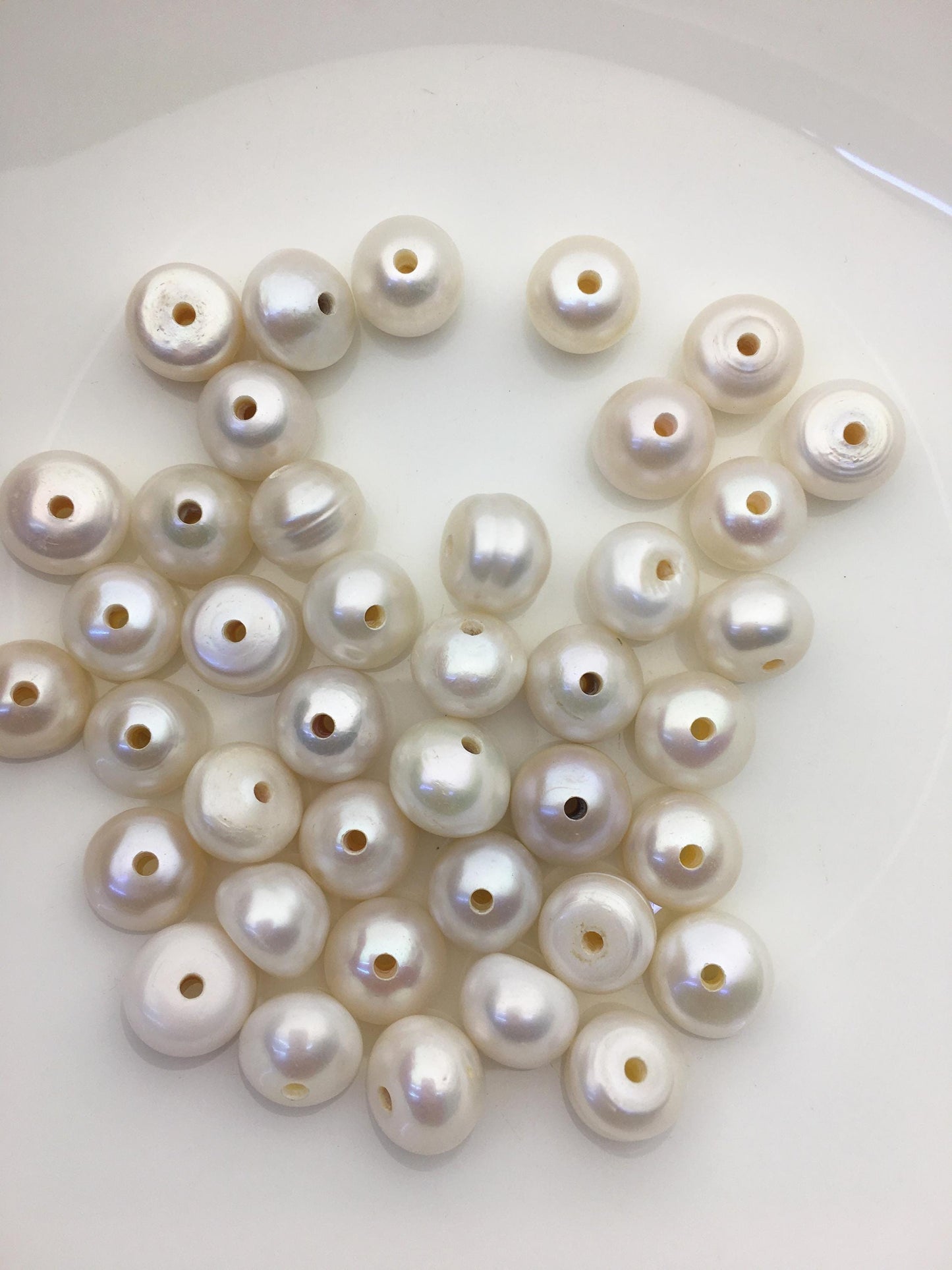 15pcs Very Big AA+ 13-14mm white button freshwater pearls,2mm hole,Rondelle pearl Beads,pearls for leather,SM13-T5