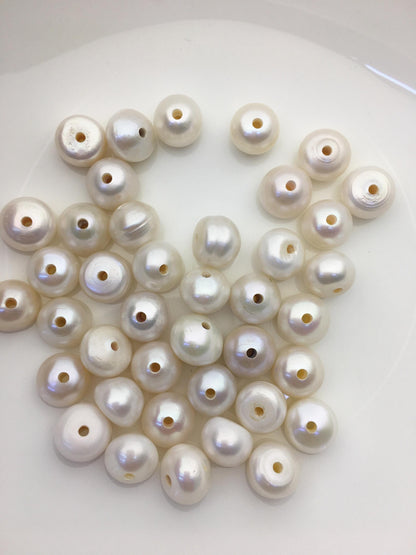 15pcs Very Big AA+ 13-14mm white button freshwater pearls,2mm hole,Rondelle pearl Beads,pearls for leather,SM13-T5