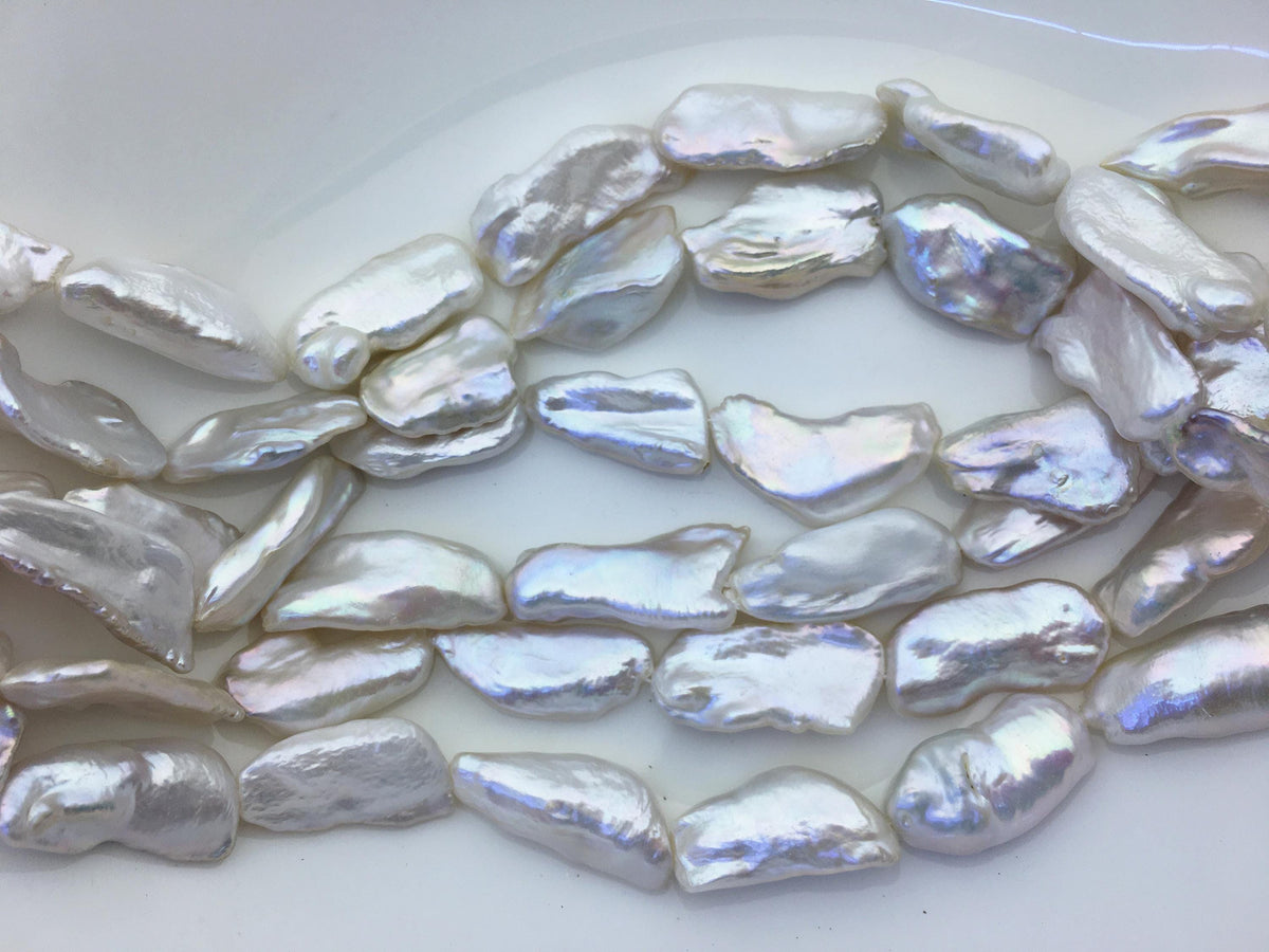 AAA 12-15mm white Keshi Biwa Pearl Necklace,ZS-200-120-22