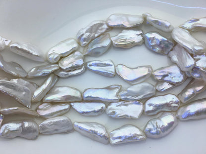 AAA 12-15mm white Keshi Biwa Pearl Necklace,ZS-200-120-22