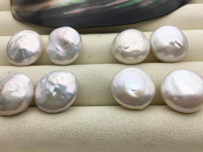 1 pair AA+ 16-18mm Big Thick White coin Freshwater Pearls Pair,high luster- Coin Pearl-petite Pearl- Pearl Jewelry,COIN17-2A-4-3