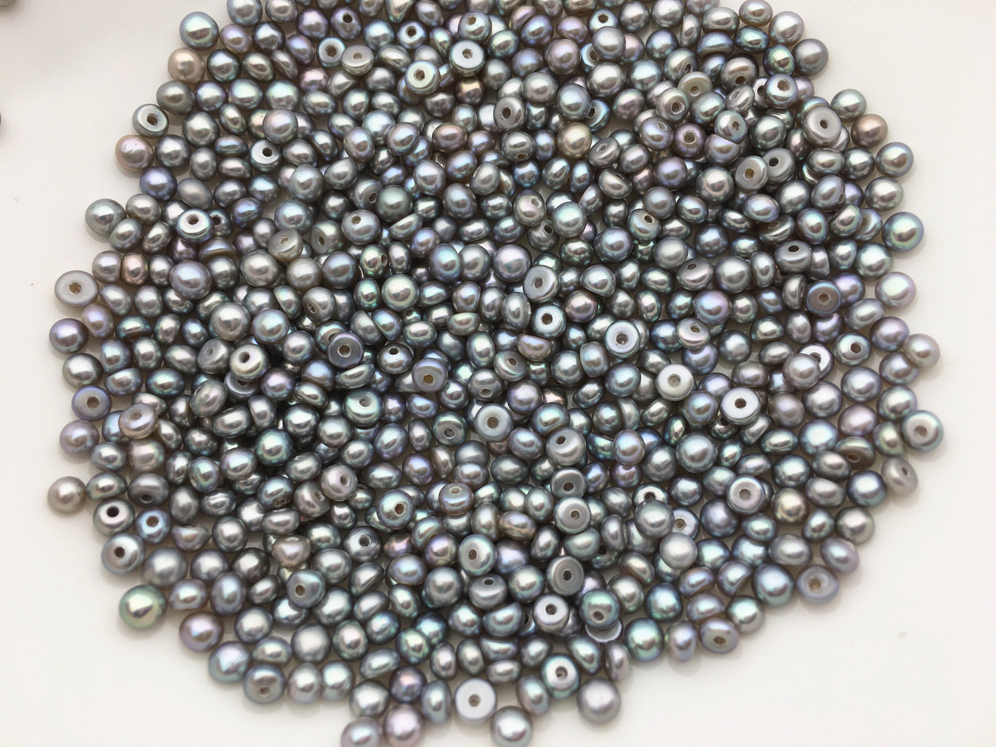 20pcs AAA 3-3.5mm Gray Seed Button freshwater Pearls,half drilled,BTN3-4A-8-1