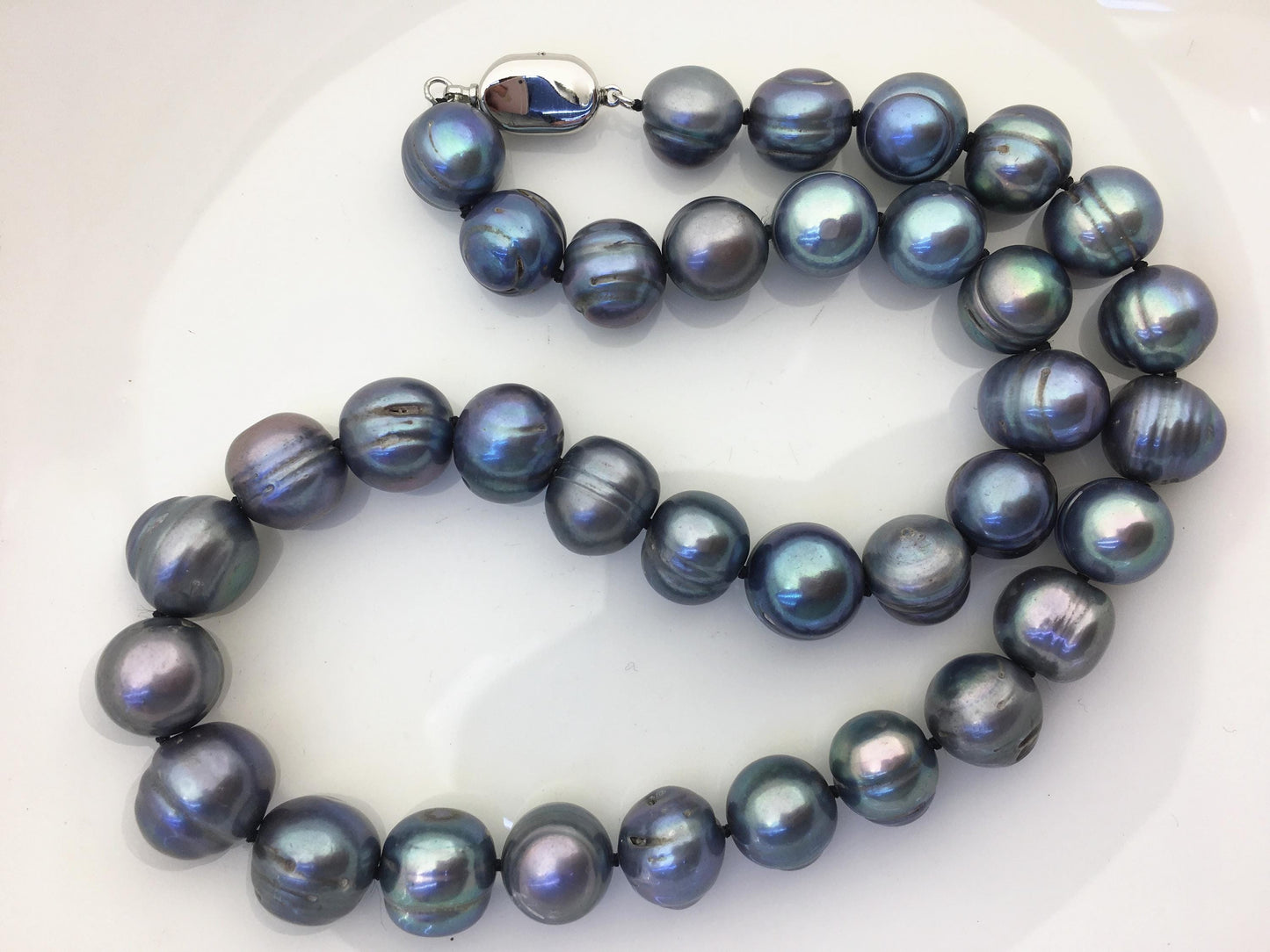 18 inches 11.5-12.5mm big AA Black Deep Blue potato freshwater Pearl necklace,genuine freshwater Pearl necklace,NPN1-122-3