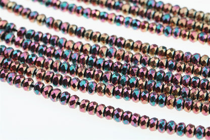 Hematite rainbow ,3x4mm Rondelle Beads,AAA, 135pcs,15.5 inches,G50-B34-001