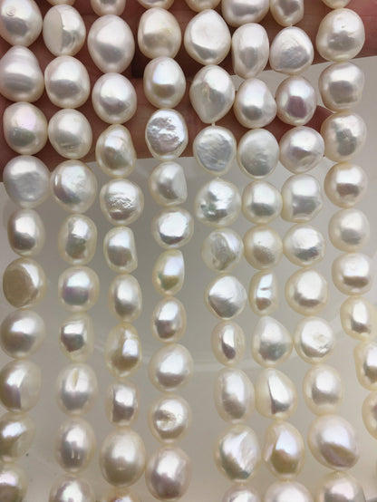AAA 10.4-11.4mm White nugget freshwater pearls,baroque pearl strand freshwater pearls,pearl strand,LM11-3A-8
