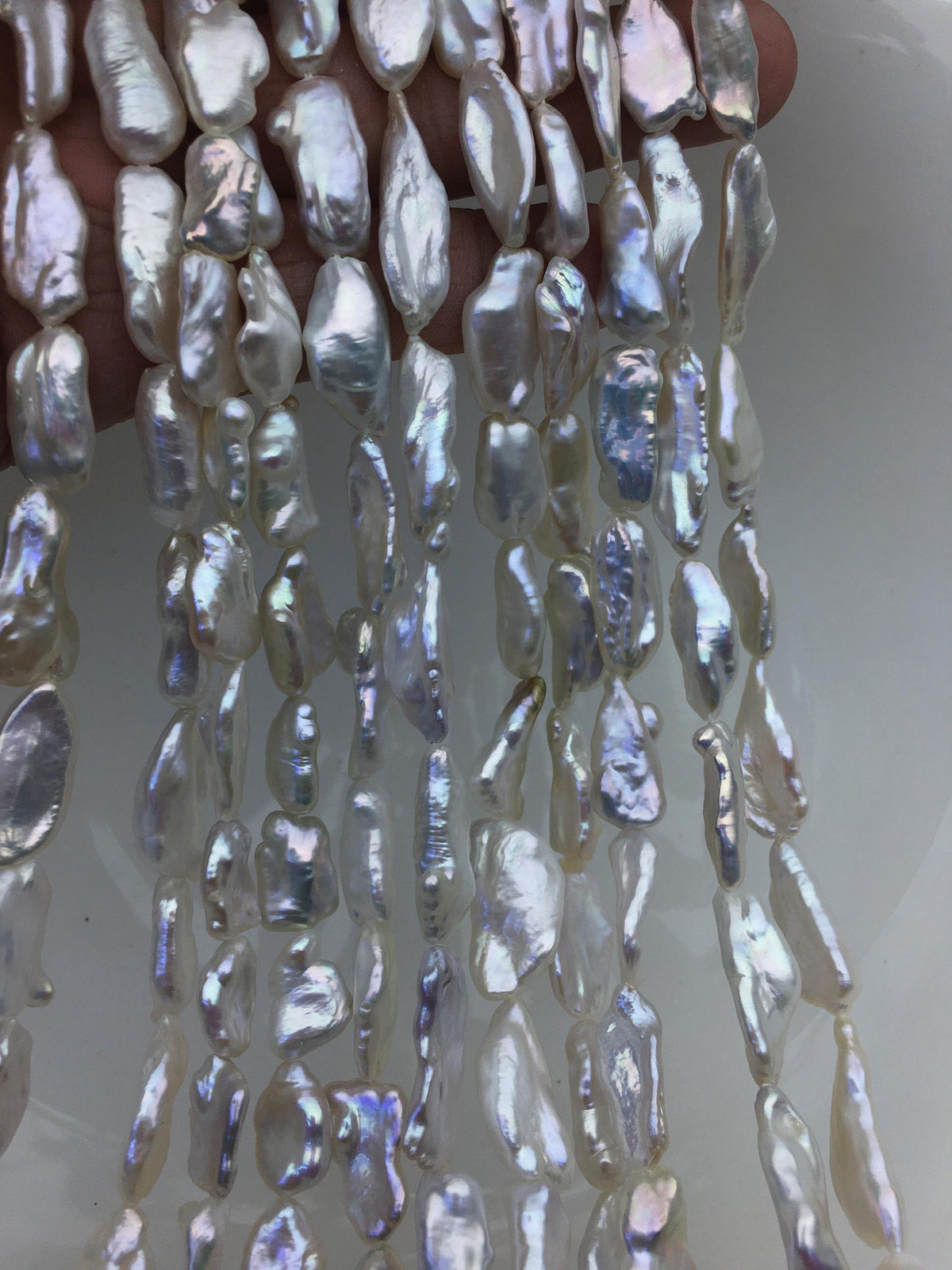 AAA 8-10mm white Keshi Biwa Pearl Necklace,ZS-200-120-20