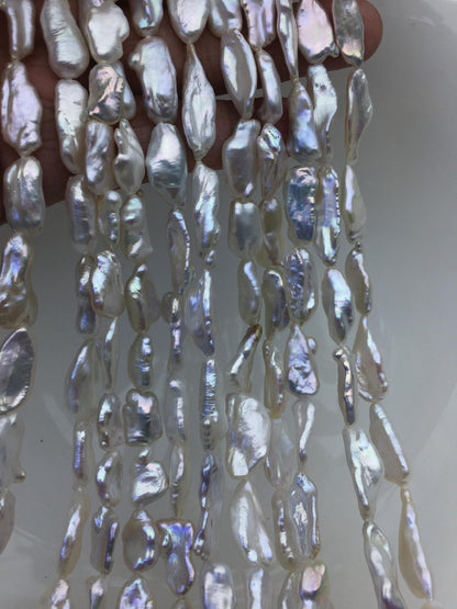 AAA 8-10mm white Keshi Biwa Pearl Necklace,ZS-200-120-20