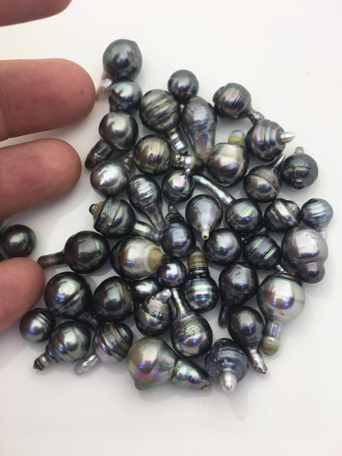 42pcs AA 8-12mm black baroque drop Tahitian Pearl,no hole, TH-temp-019
