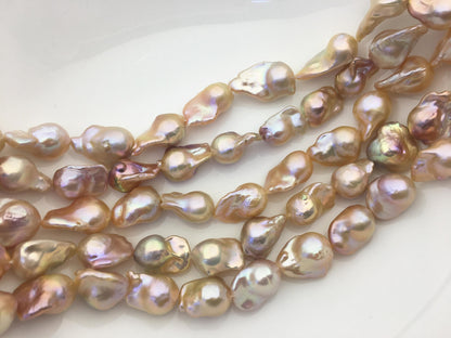 15.5'' AAA 13-16mm Natural Orange Rainbow flame ball pearl,FL15-3A-7-13