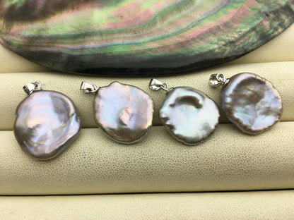 1pc AAA 17-19mm Big Gray keshi pearl pendant necklace,S925 Sterling silver pendant,NC1-007