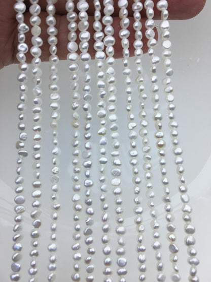 AAA 3-3.5mm Tiny white irregular nugget freshwater pearls,LM3-3A-1