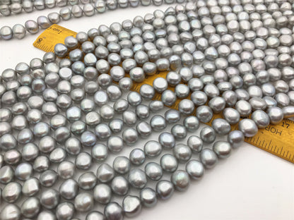 AAA 8.3-9.3x9-10mm gray nugget freshwater pearls,Irregular Beads for Pearl Necklace bracelet,gray baroque pearl strand,LM9-3A-22