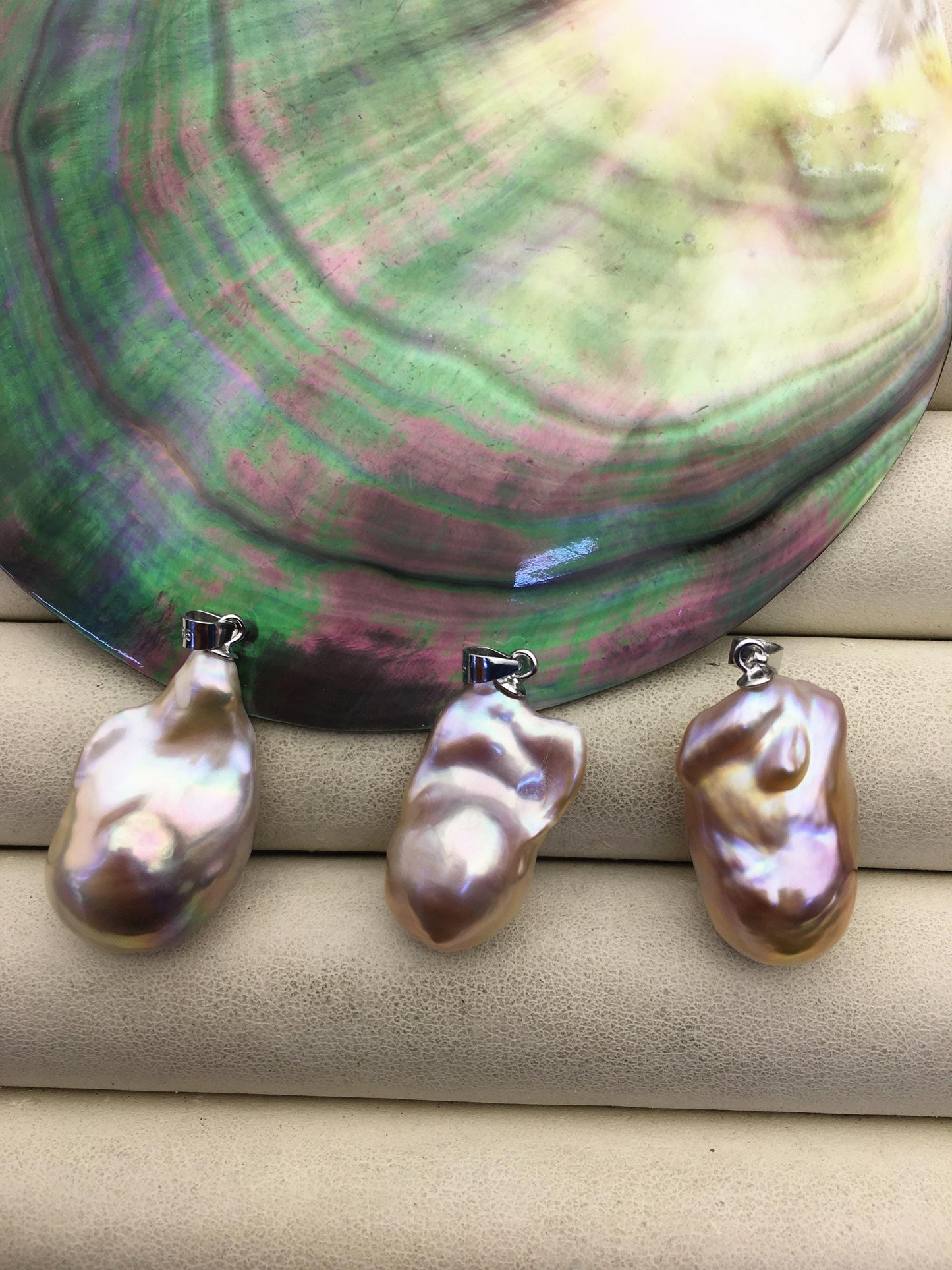 2pcs AAA 12-15mm orange purple baroque pearl pendant necklace,S925 Sterling silver pendant,NC1-041-19