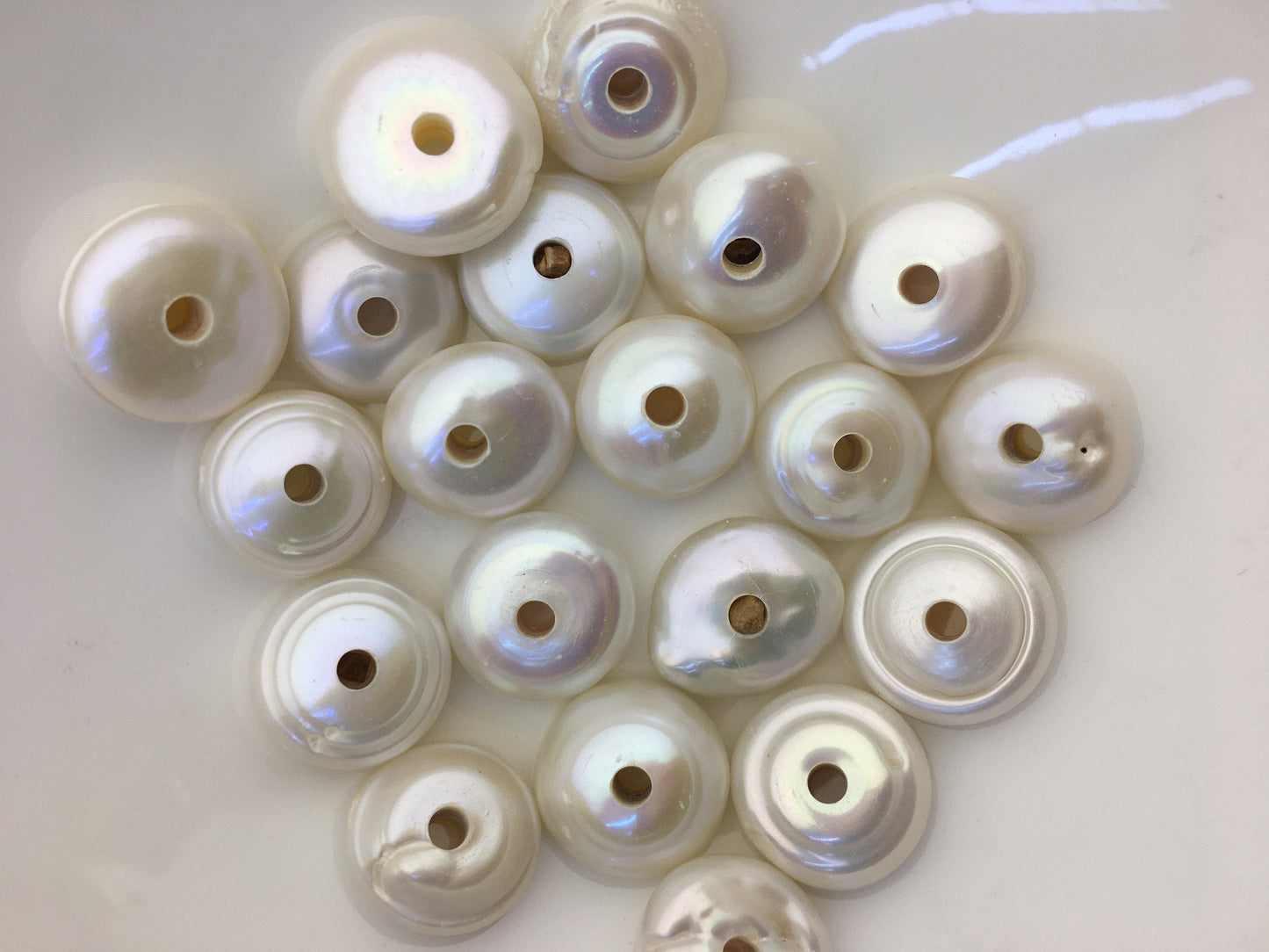 10pcs AA 14-16mm white thick coin freshwater pearls,3mm large hole,COIN12-T14