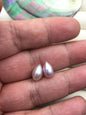 2 pairs AAA 6.8-7.3mm purple long teardrop freshwater pearls pairs,half hole,LR7-T7