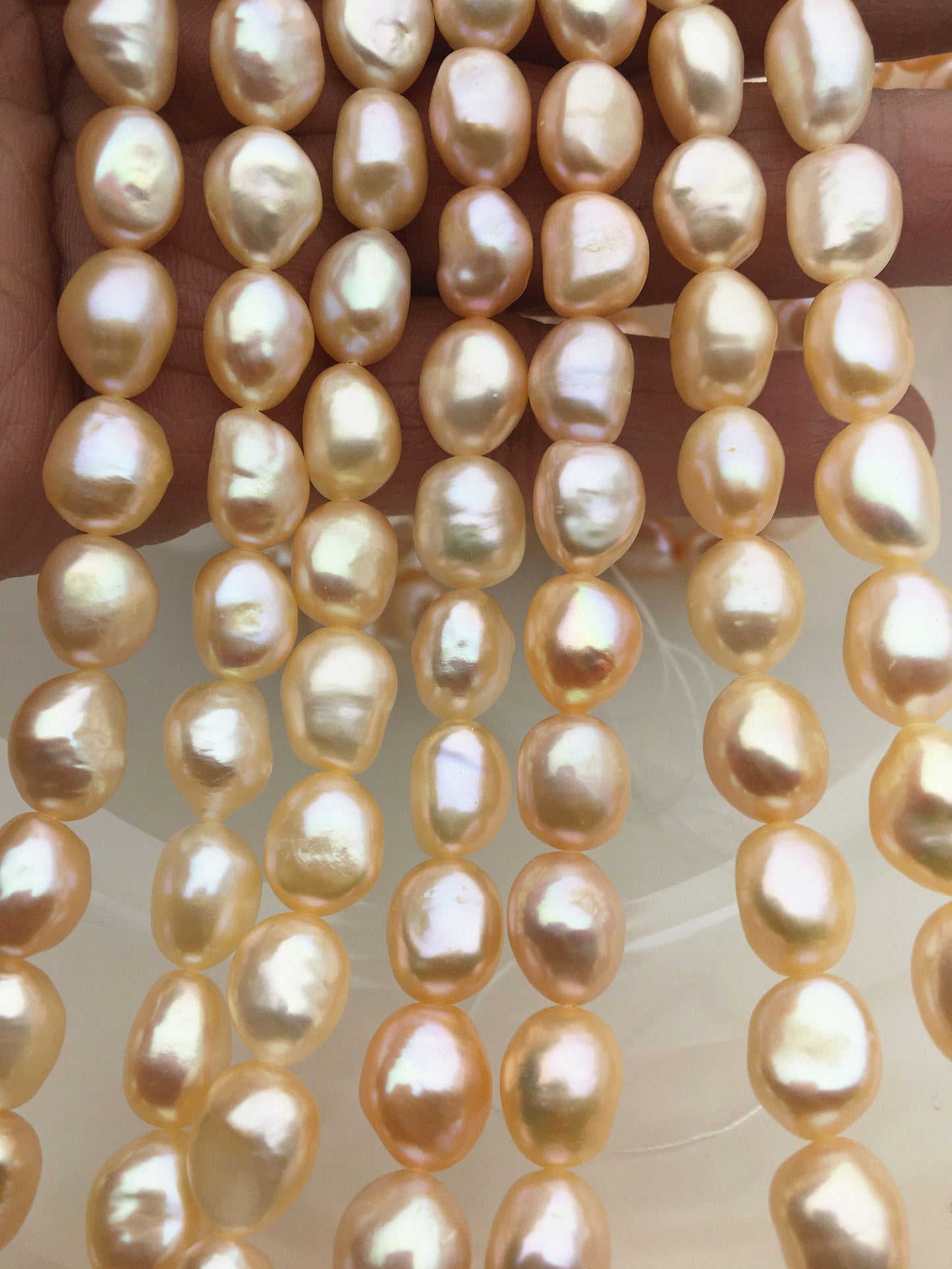 AAA 8.5-9.5x10-12mm pink nugget pearls,peach pearl necklace,LM9-3A-1-2