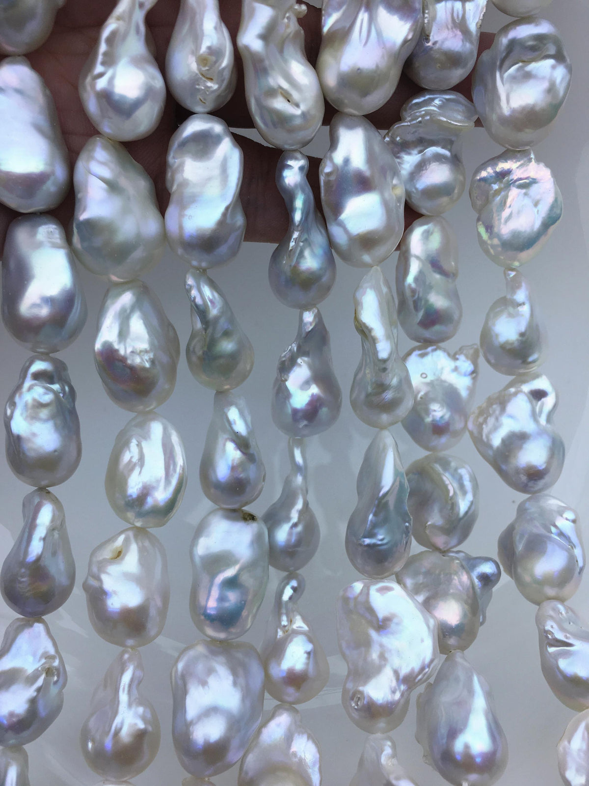 15.5'' AAA 14-18mm big white with natural gray flame ball pearl,FL15-3A-7-8