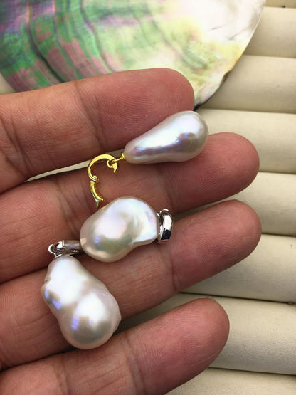 1pc AAA 12-15mm white baroque pearl Feather pendant necklace,S925 Sterling silver pendant,NC1-041-9