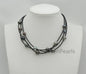 Tahitian Pearl and Leather Necklace ,Floating pearl and leather Necklace, Multi-Strand Pearls necklace ,Pearl and Leather necklace,Le11-024