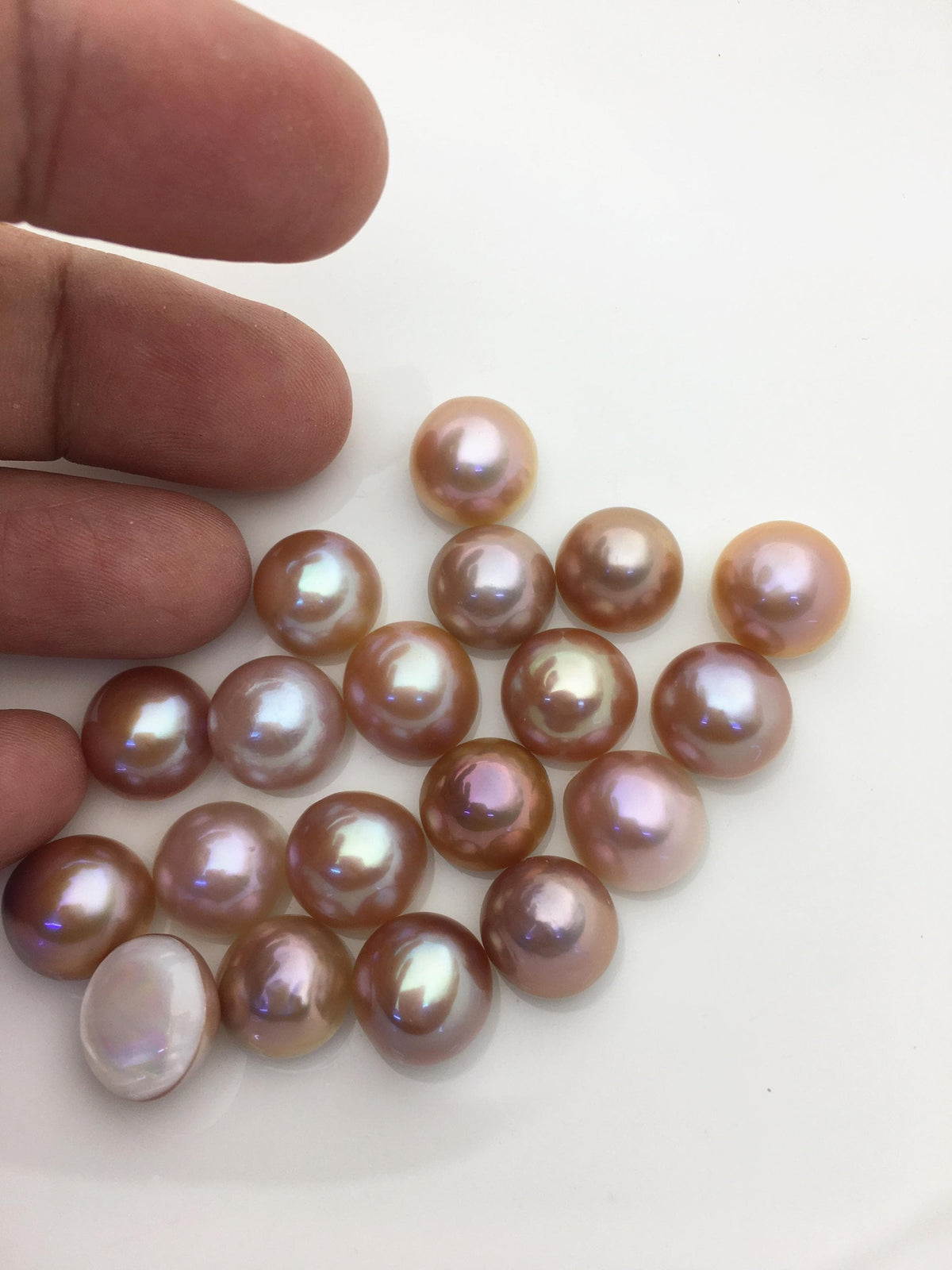 19pcs AAA 12-13mm Baroque Mabe Natural Rainbow Freshwater Pearls,no hole,MB-T53