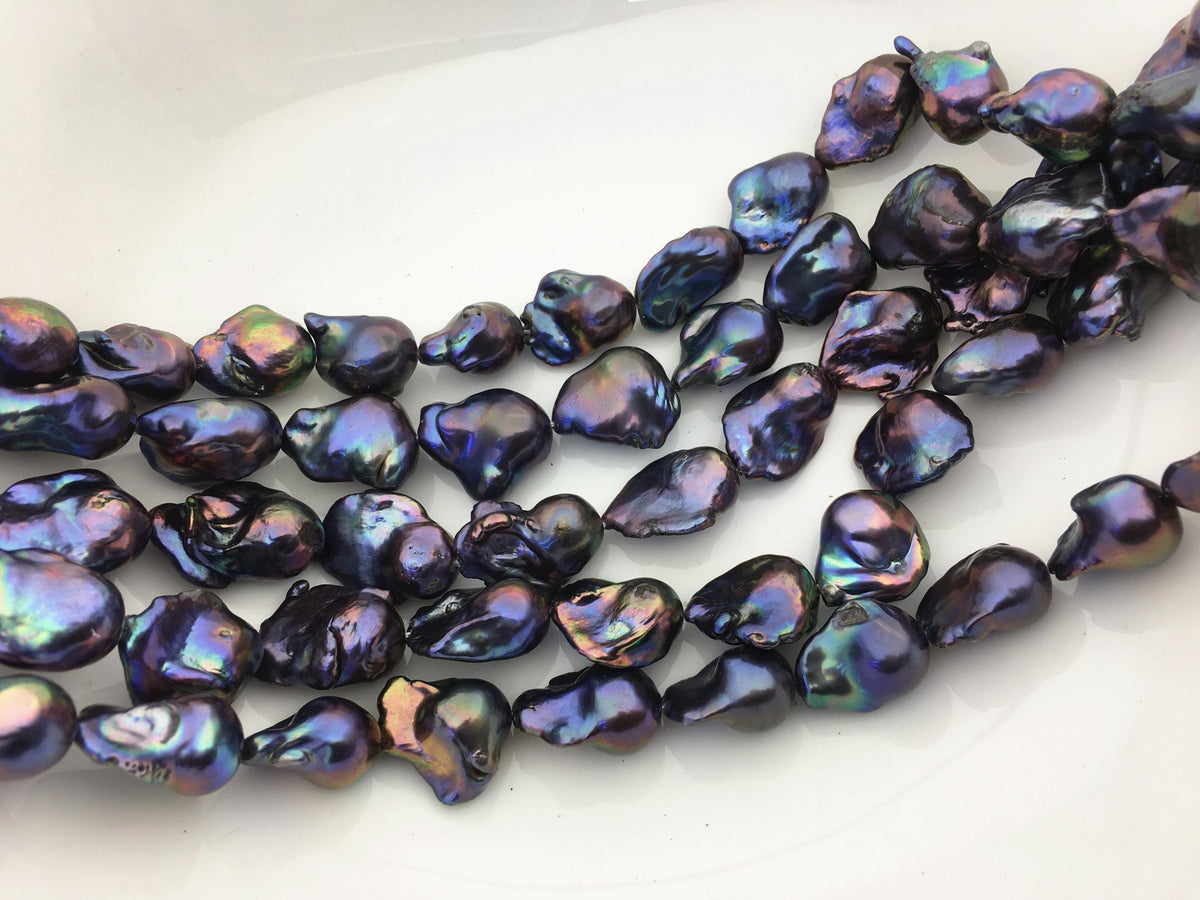 15.5'' AA+ 13-17mm Green Blue Black Rainbow flame ball pearl,FL15-2A-5-7