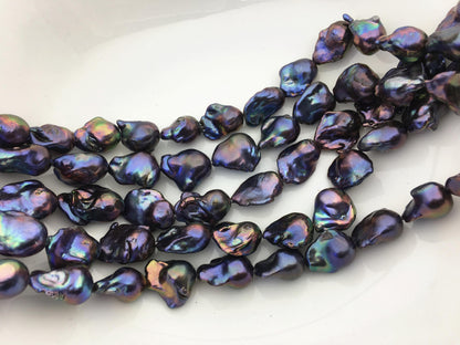 15.5'' AA+ 13-17mm Green Blue Black Rainbow flame ball pearl,FL15-2A-5-7
