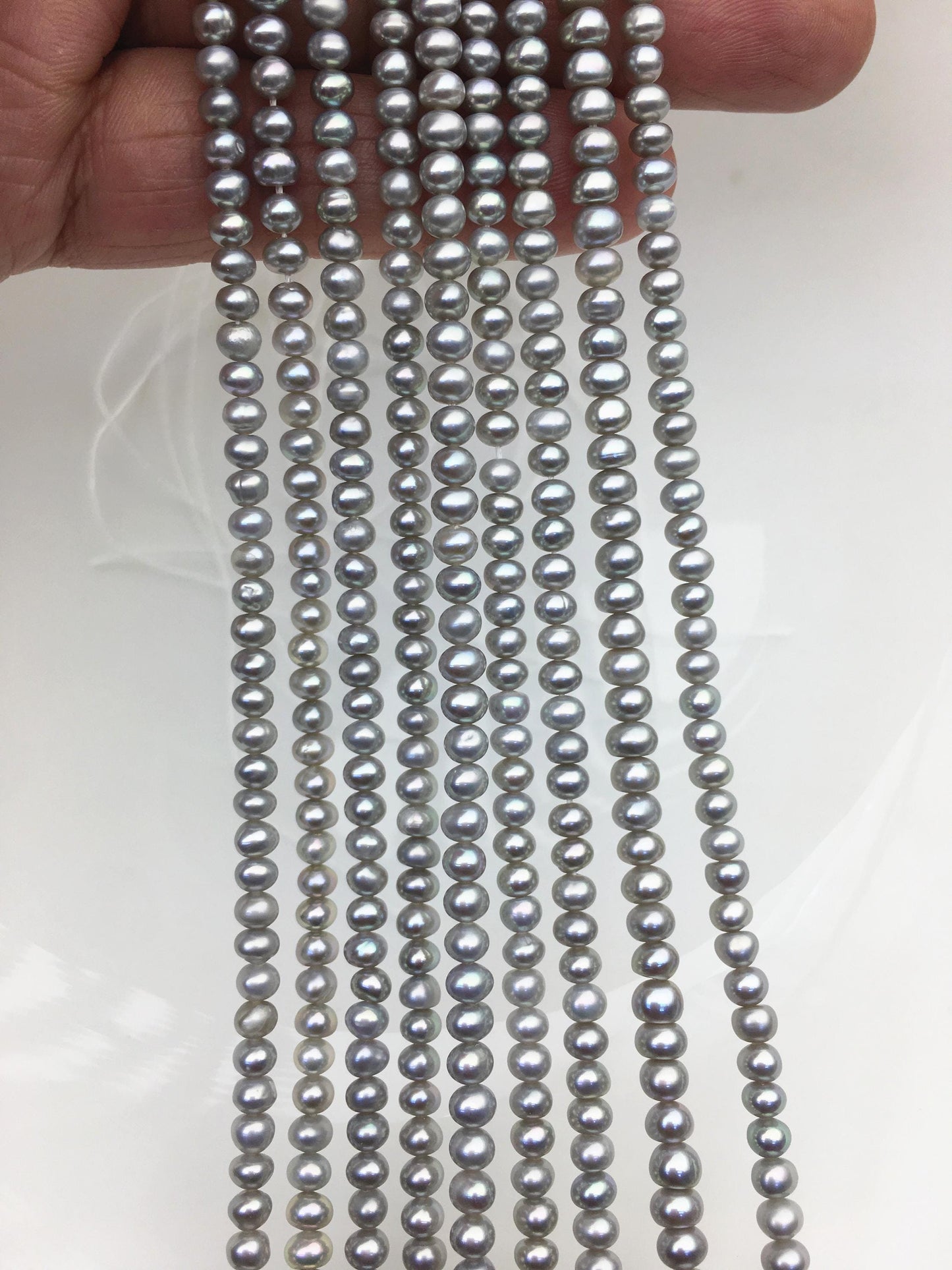 AAA 4-4.5mm tiny Gray button round potato freshwater pearls,Rondelle pearl Beads,white freshwater pearl,loose strands,SM4-T3