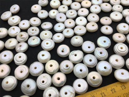 10pcs AA 14-15mm white coin freshwater pearls,2.2mm large hole,Rondelle Pearl Beads,large coin pearls,diy bead,COIN14-2A-13