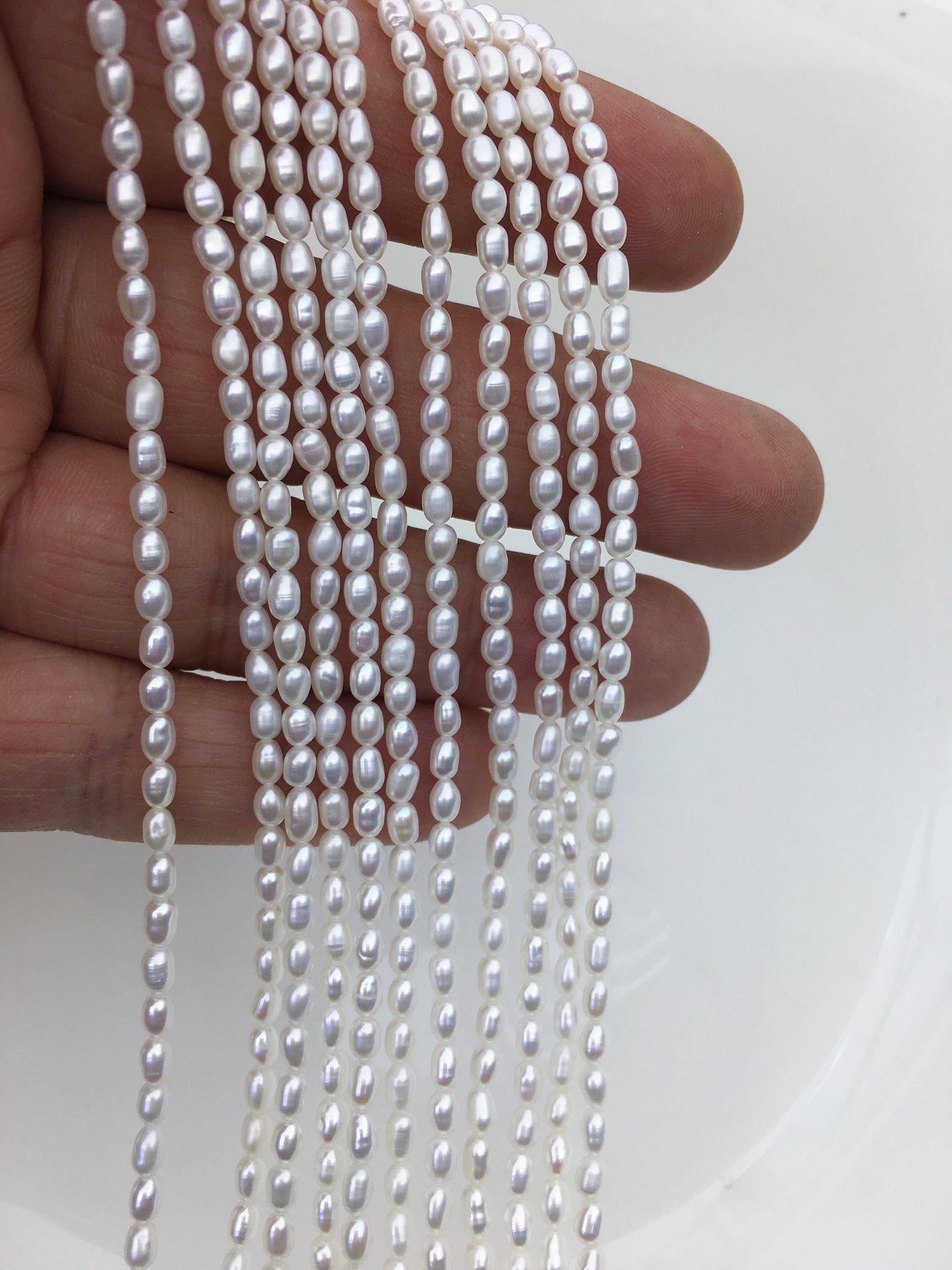 AAA 2.5-3x3-4mm white rice pearls,genuine pearl,Cultured pearl,diy pearl beads,LR2-3A-21