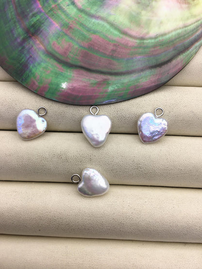 5pcs AAA 11-12mm White Heart pearl pendant,NC1-013
