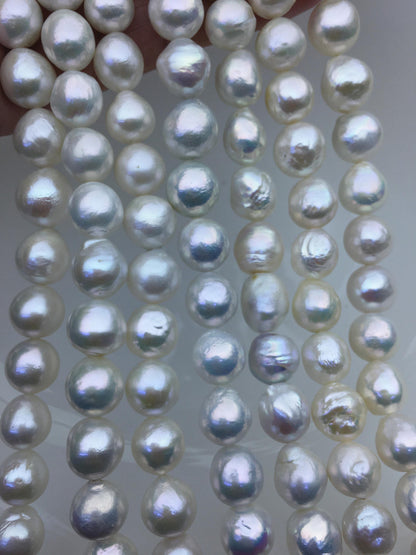 AA+ 11-12mm white baroque near round Edison Freshwater Pearl,ED12-2A-5-17