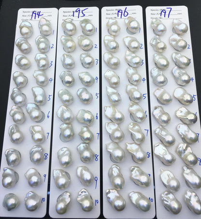 AAA 13-15x18-22mm White Flame ball Pearl Pairs - large Baroque freshwater pearl pairs,top half hole,FL15-3A-8-76