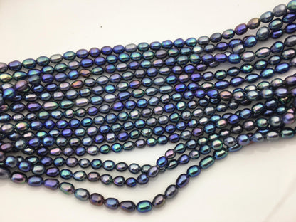 AAA 5-6mm blue black rice pearl beads,high luster freshwater pearls,loose freshwater pearl,LR5-3A-20