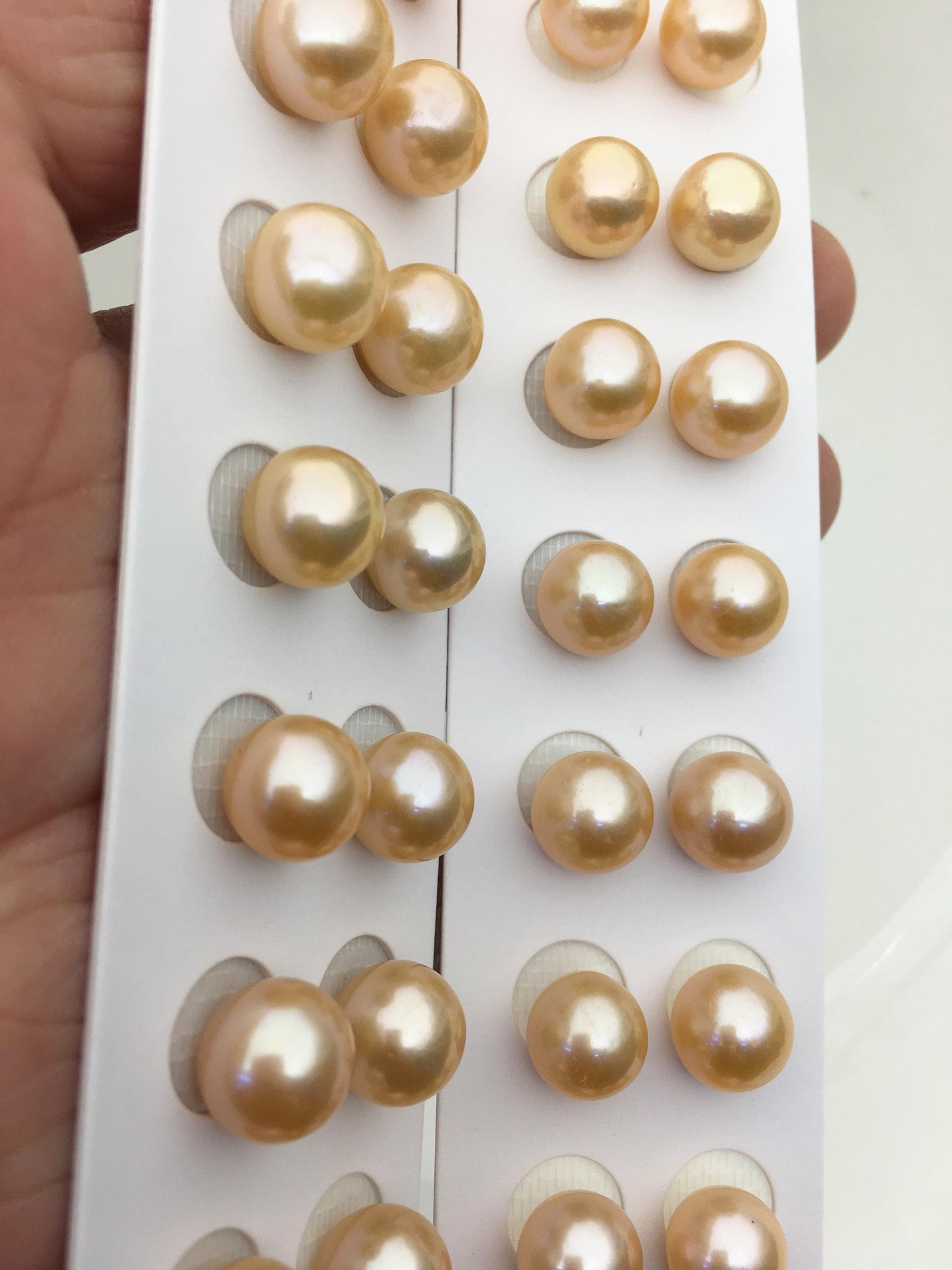 2 pairs AAA 10-10.5mm orange round freshwater pearls pair,half hole,RP10-3A-2