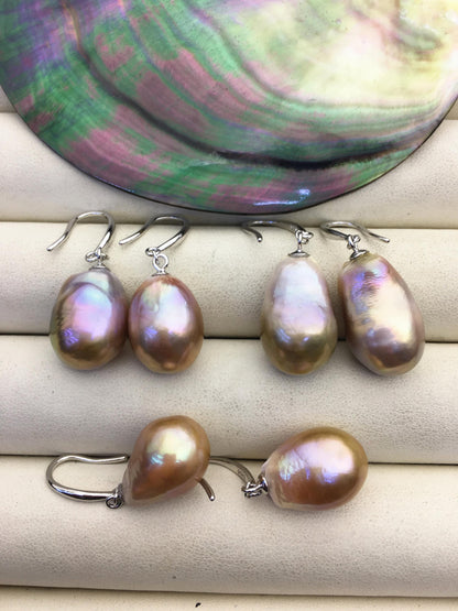 AAA 12-13mm bronze purple drop edison freshwater pearl dangle earrings,sterling sliver dangle earrings,SE3-T9-50