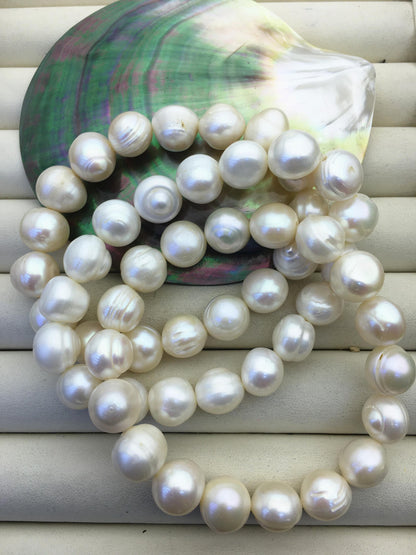 2pcs 7'' AA 11.2-12.2mm big white potato Freshwater pearl Elastic string Bracelet,white pearl bracelet,B8-007