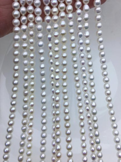 AAA 4-4.5*4-6mm white rice freshwater pearls,LR4-3A-41