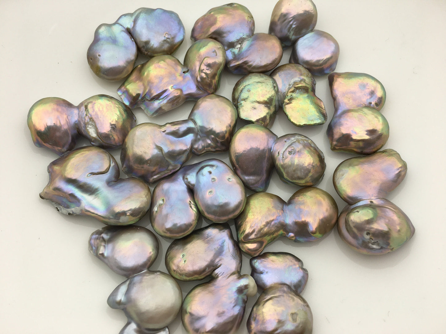 2pcs AA+ 17-21mm Very Big Gray Rainbow Coin freshwater pearl,COIN20-T3