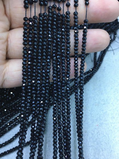 AAA 3x2.2mm Black Spinel Faceted beads,15.5 inch,one strand,Semi Precious stone,black spinel beads,SP-R3-002