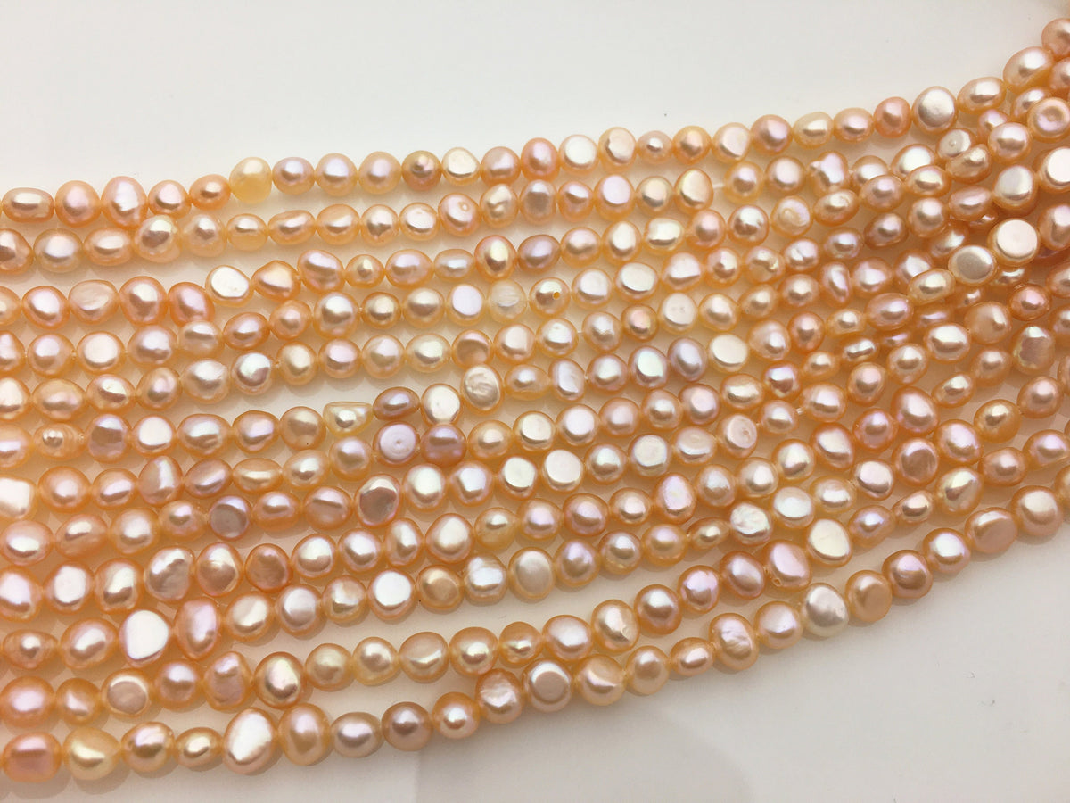 AAA 4-5mm Tiny pink peach nugget freshwater pearls,irregular nugget freshwater pearl strand,LM4-T3