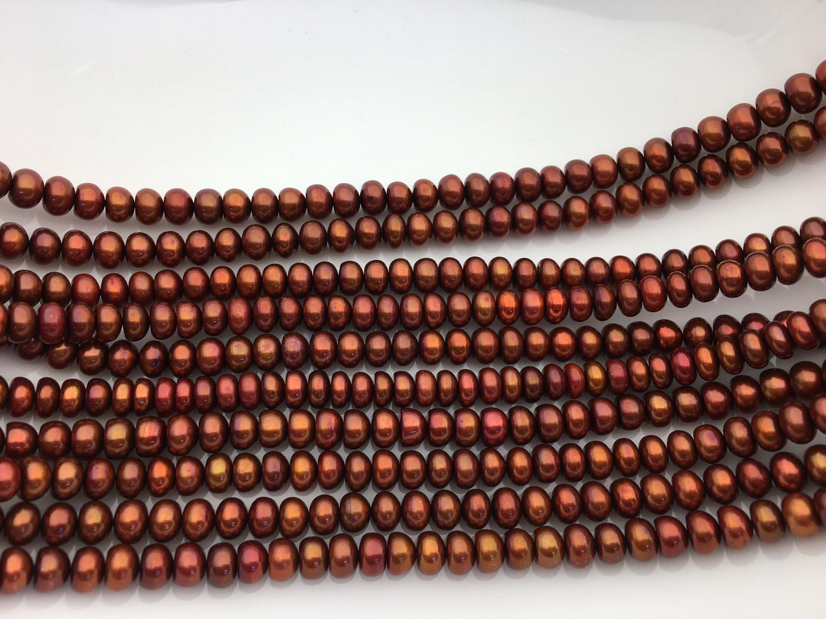 AAA 6.5-7mm brown button round freshwater pearls,full strand,loose button pearl,6mm Rondelle pearl Beads,SM6-T2