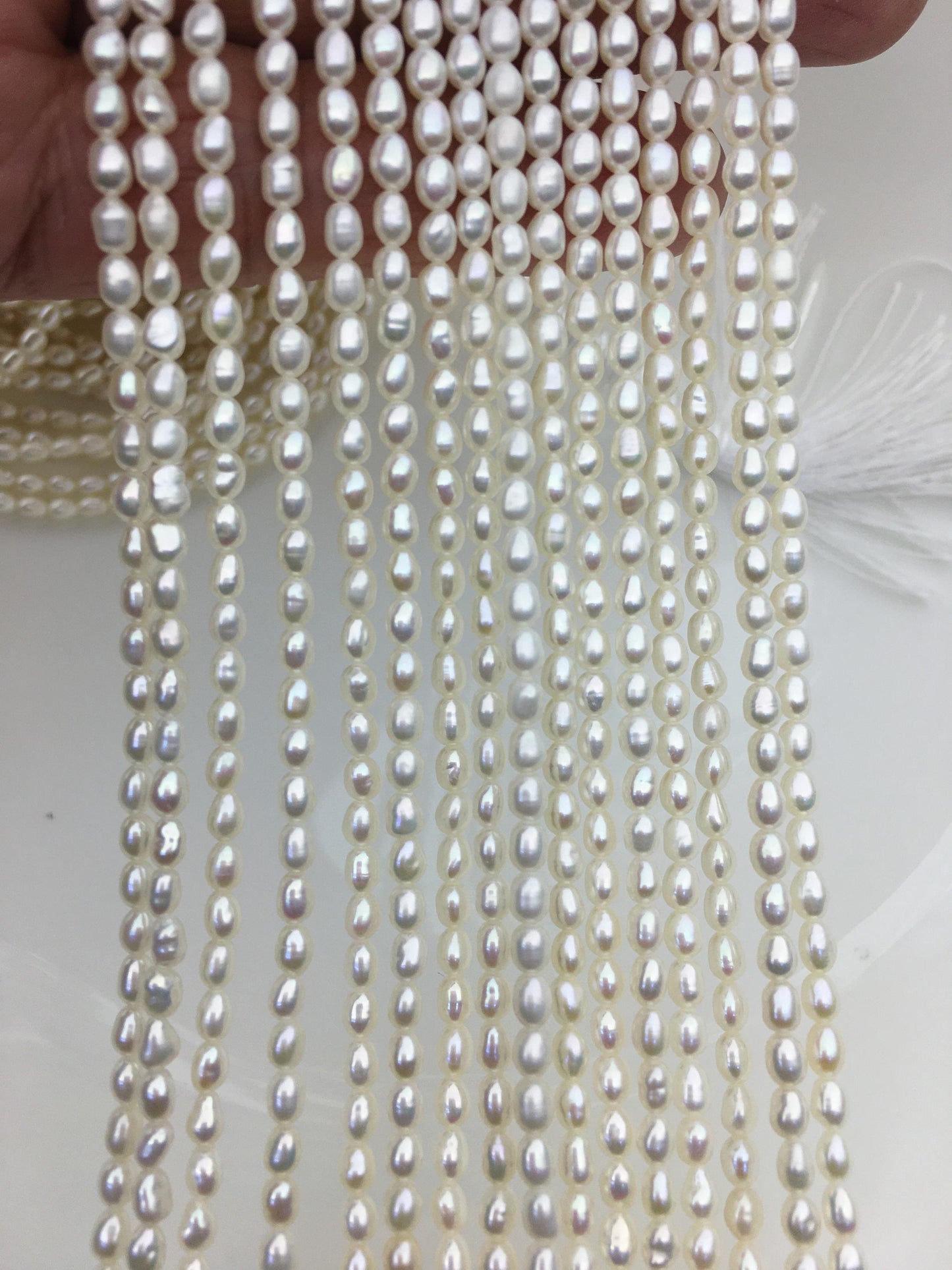 AAA- 3-3.5x3.5-4.5mm white rice freshwater pearls,LR3-2A-2