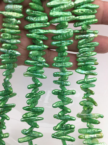 AA 4-5mm green Biwa Keshi Pearl Necklace,Genuine Fresh Water Pearl,Wedding Necklace,Mothers Day,ZS-80-10-49