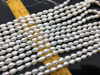 AA+ 6.4-7.4mm white nugget freshwater pearls,Cultured white freshwater pearls beads,teardrop pearl necklace,LM7-2A-5