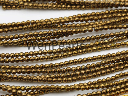 Hematite Brown,2mm Faceted Round,AAA,180 beads,15.5 inches,G50-R2-007