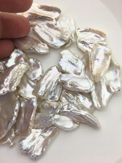 25pcs AA 14-23mm white biwa keshi Freshwater Pearls, no hole,ZS-80-1-15