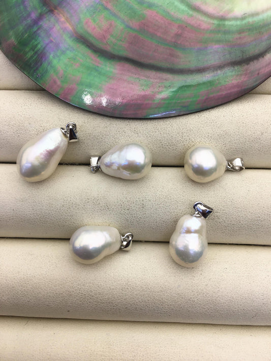 2pcs AAA 9-10mm White teardrop pearl pendant , Drop Rice Pearl necklace- NC1-033-5