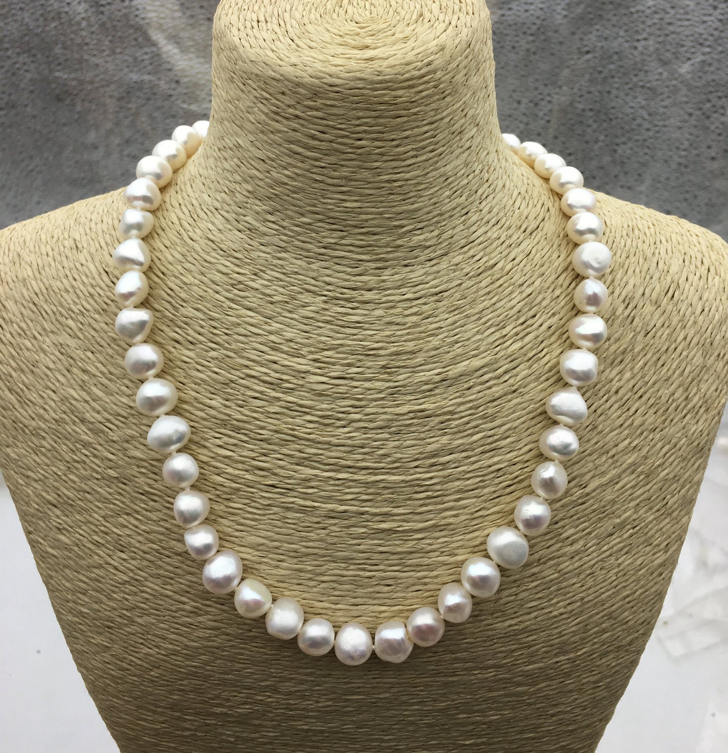 high luster!AAA 18'' 9-10mm White Nugget Pearl necklace,pearl necklace, NPN1-086