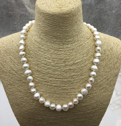 high luster!AAA 18'' 9-10mm White Nugget Pearl necklace,pearl necklace, NPN1-086