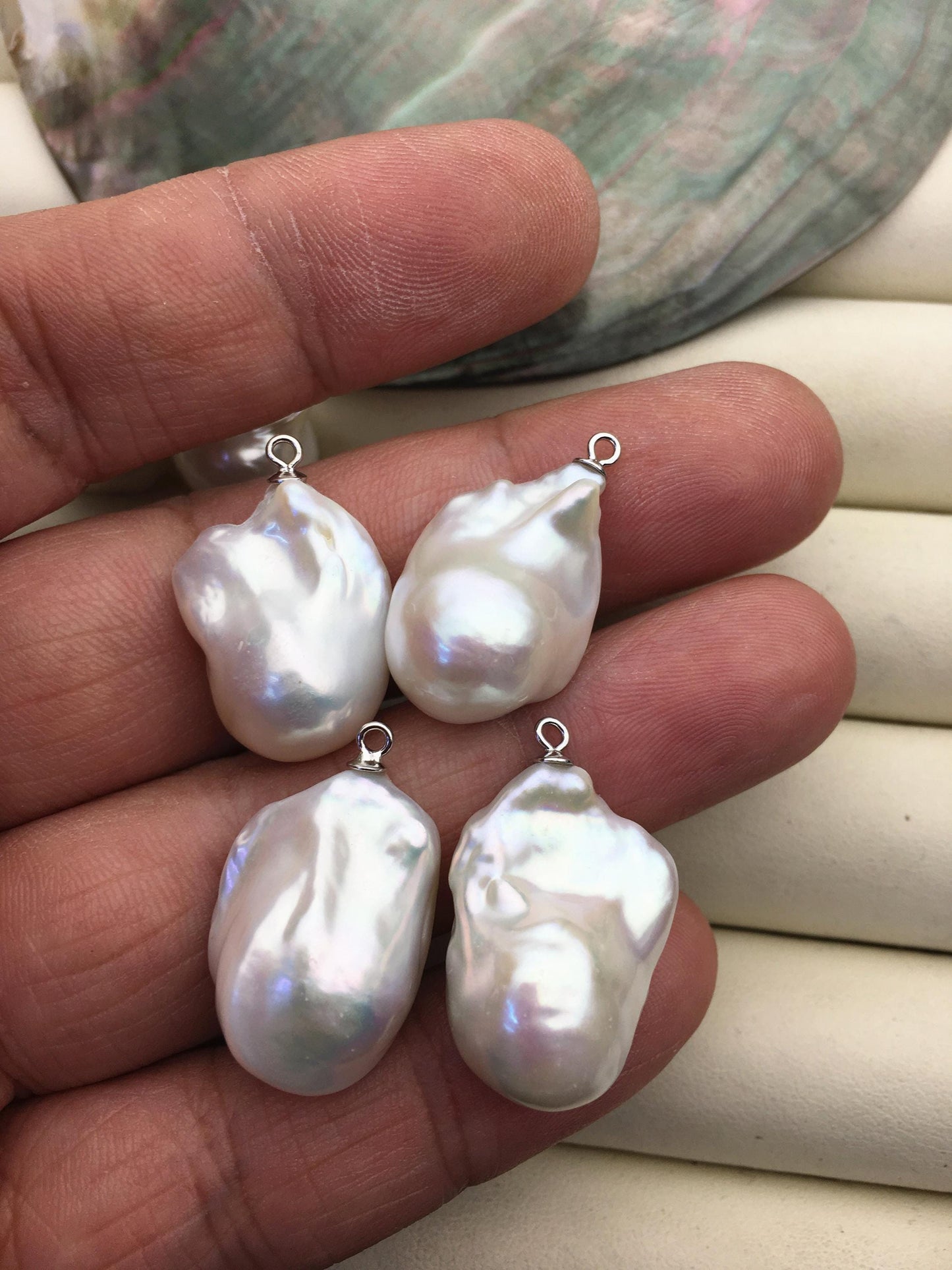 1 pair AAA 14-16x19-23mm White Flameball Pearl Pairs - large Baroque freshwater pearl pairs,FL15-3A-8-6